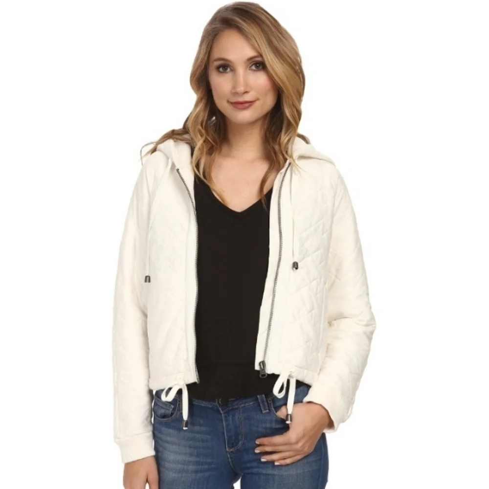 FREE PEOPLE Quilted Split Back Hooded Jacket